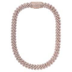 Used 57 Carats Round Brilliant Diamond Cuban Link Chain Necklace Certified