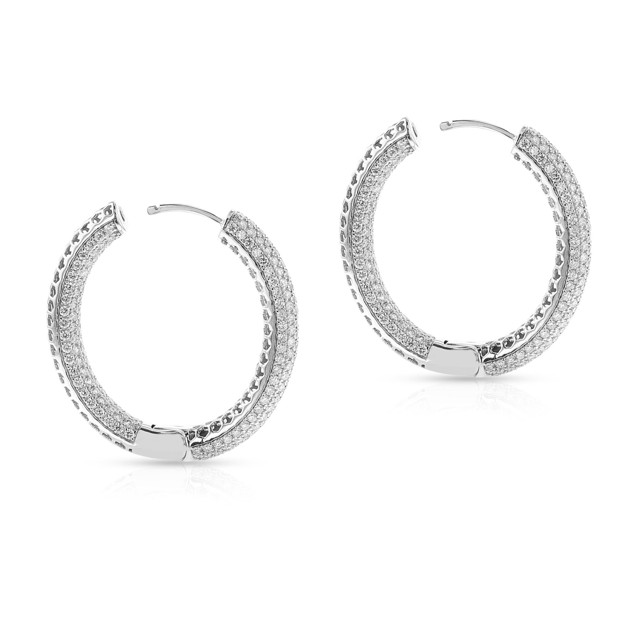 5.7 ct. Diamond Hoop Earrings, 18K For Sale 5