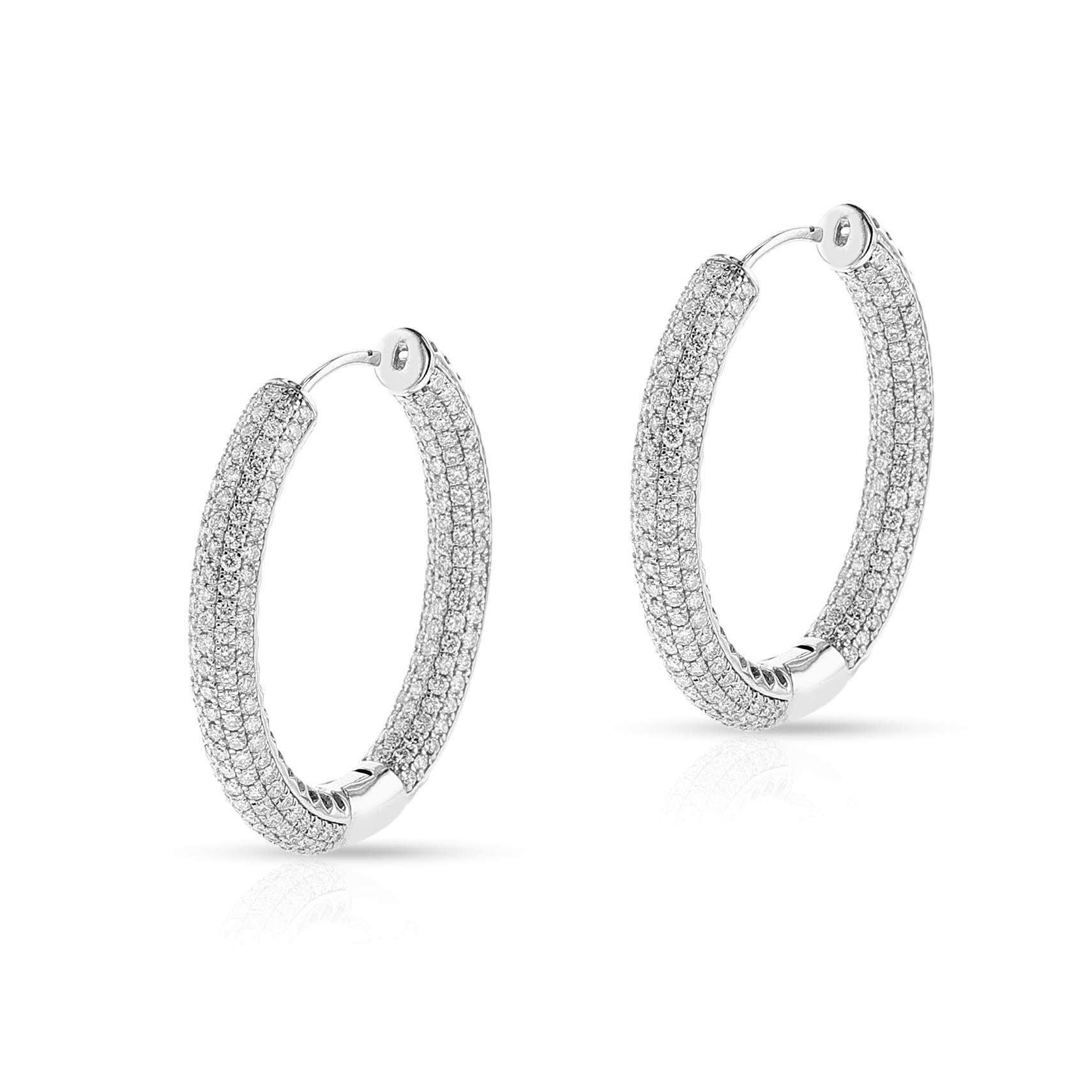 5.7 ct. Diamond Hoop Earrings, 18K For Sale 6