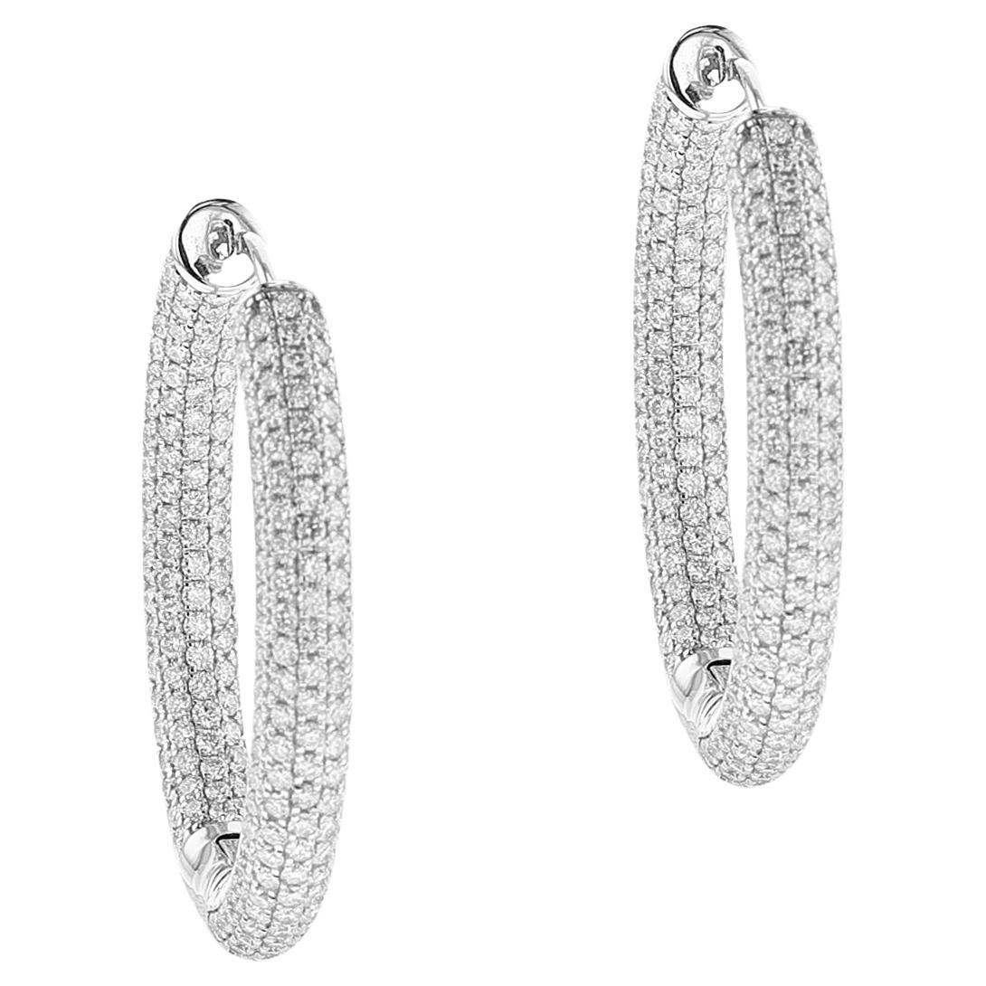 5.7 ct. Diamond Hoop Earrings, 18K For Sale
