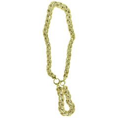 57 Gm 14 Karat Gold Link Necklace and Bracelet, Italian, Convertible