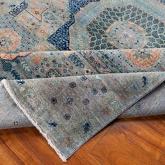 Tapis afghan en laine Mamluke noué à la main, 5'7" x 7'8" – Tapis de sol aux motifs géométriques classiques