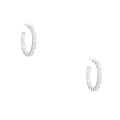 5.70 Carat Emerald Cut Diamond Hoop Earrings 18 Karat in Stock