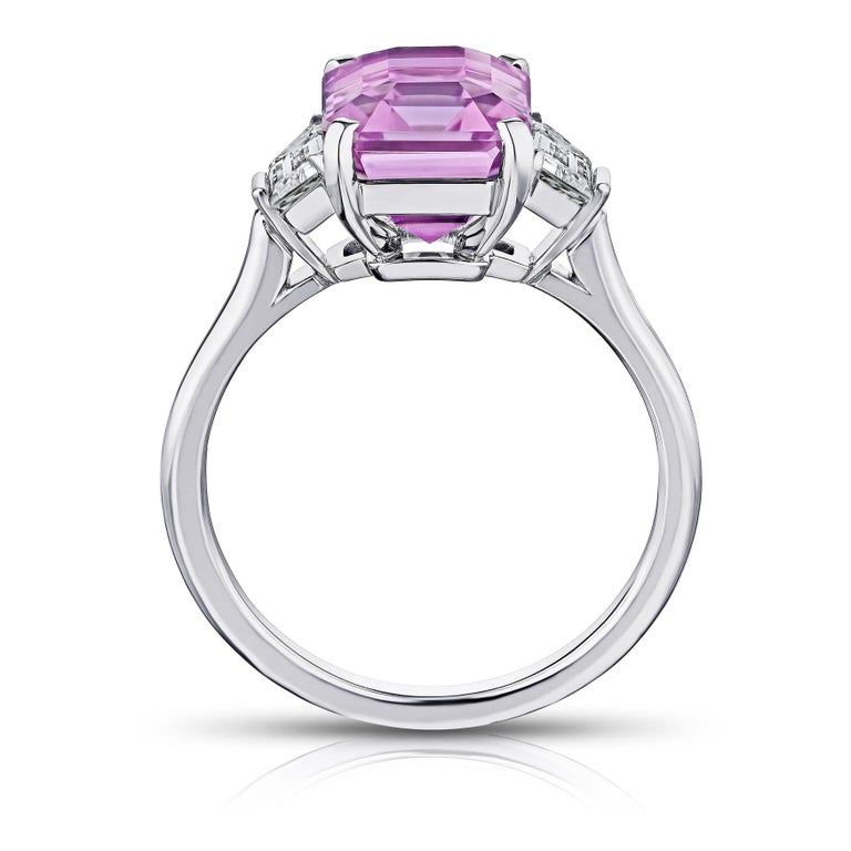 5.70 Carat Emerald Cut Pink Sapphire and Diamond Ring at 1stDibs | pink ...