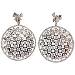 5.70 Carat Natural Diamonds Floating Grill Dangle Earrings 14 Karat Circles