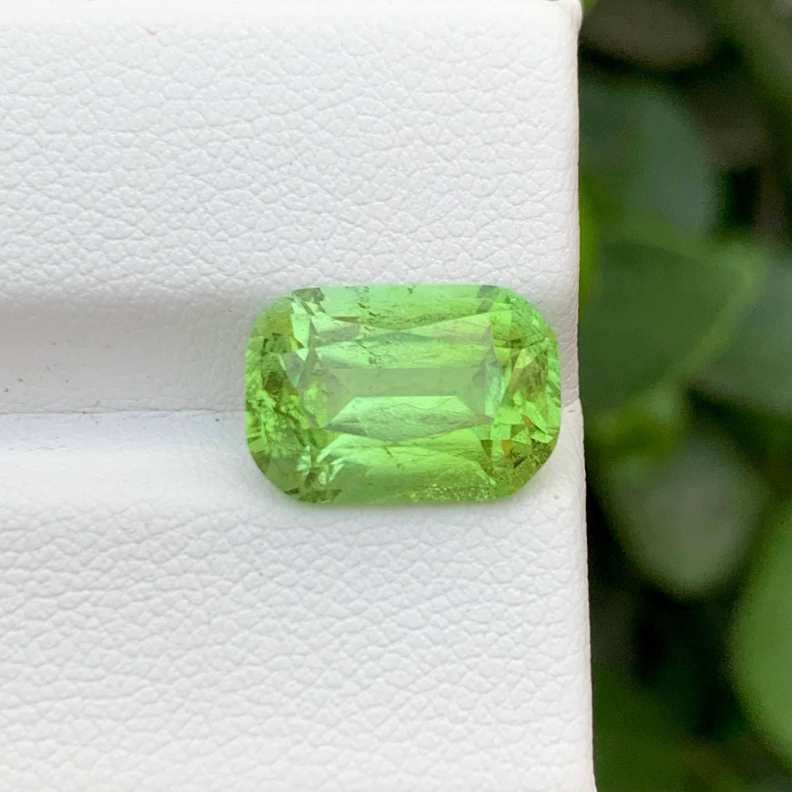 Gewicht 5,70 Karat 
Abmessungen 12,7x8,8x6,8 mm
Behandlung Keine 
Herkunft Pakistan 
Klarheit SI
Form Schnitt Kissen 





Dieser 5,70 Karat schwere Peridot-Stein ist ein auffälliger Edelstein, der für seine Brillanz, seine Klarheit und seinen