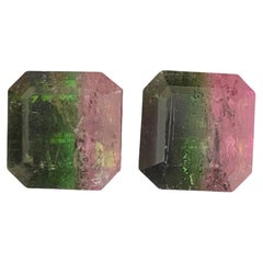 5.70 Carat Natural Loose Bi Color Tourmaline Pair Emerald Cut Afghan Gemstone