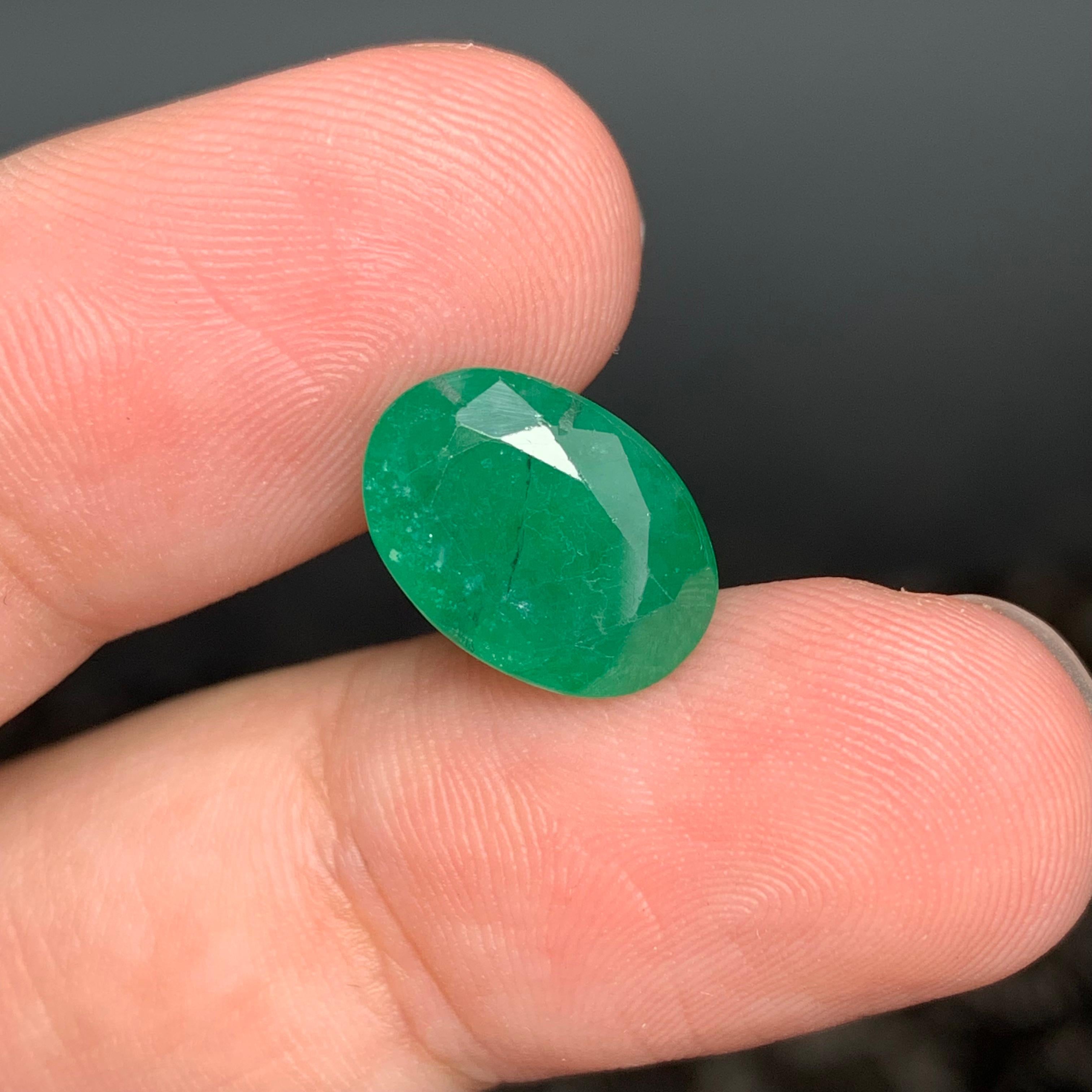 Arts and Crafts 5.70 Carat Natural Loose Emerald Oval Shape Gem For Jewellery Making  For Sale