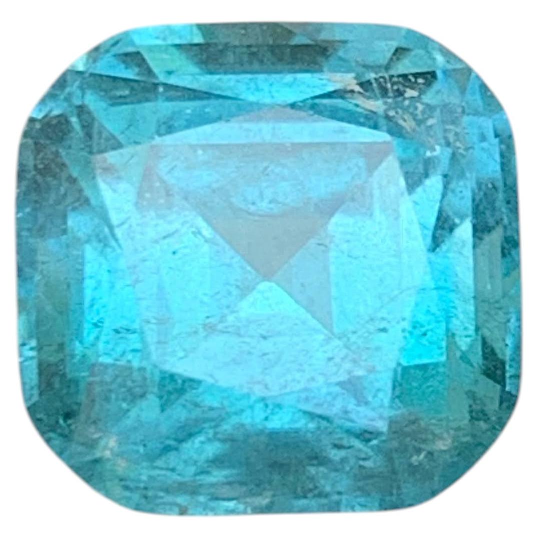 5.70 Carat Natural Loose Lagoon Blue Tourmaline Cushion Cut Afghan Gemstone For Sale