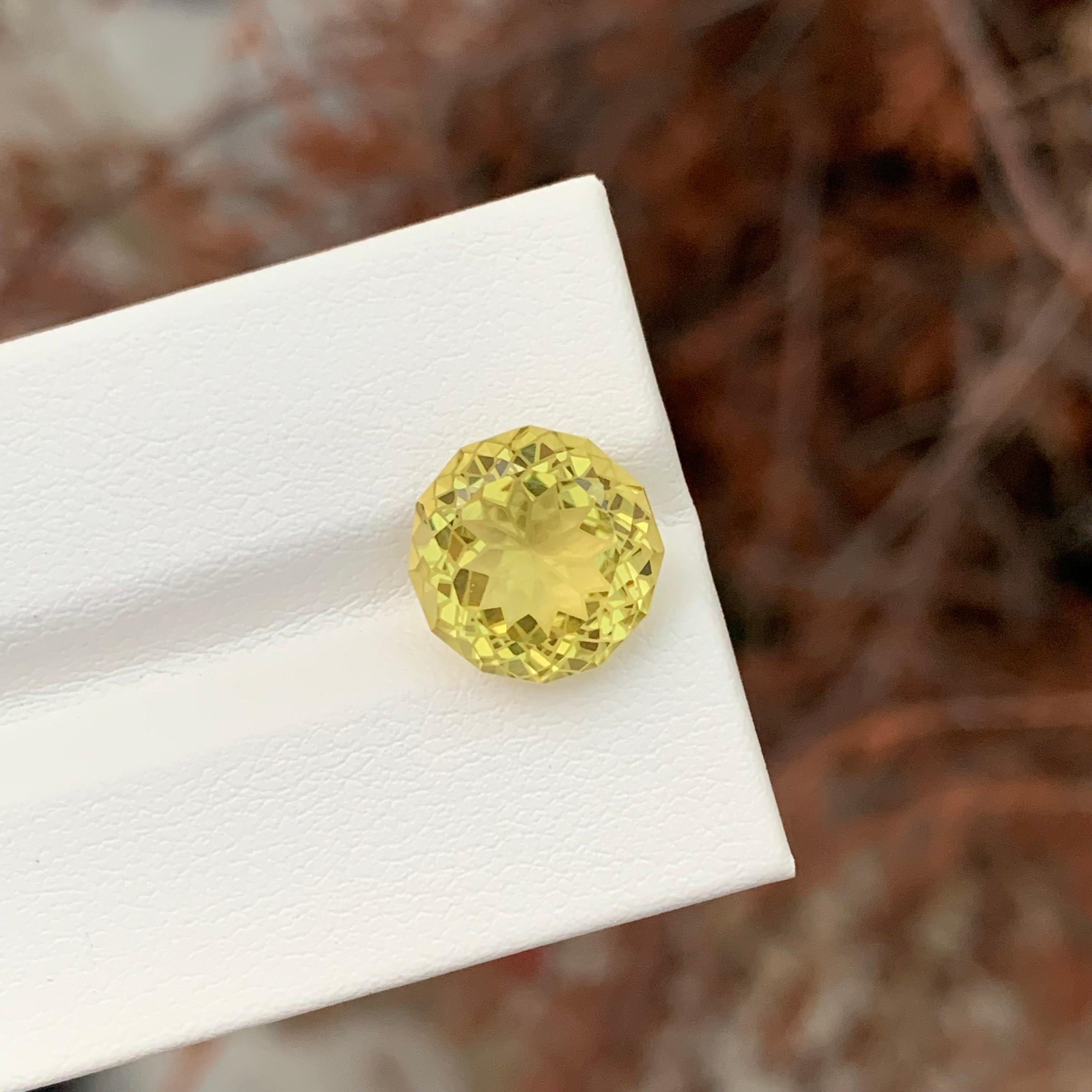 5.70 Carat Natural Loose Lemon Quartz Round Shape Gemstone In New Condition For Sale In Peshawar, PK