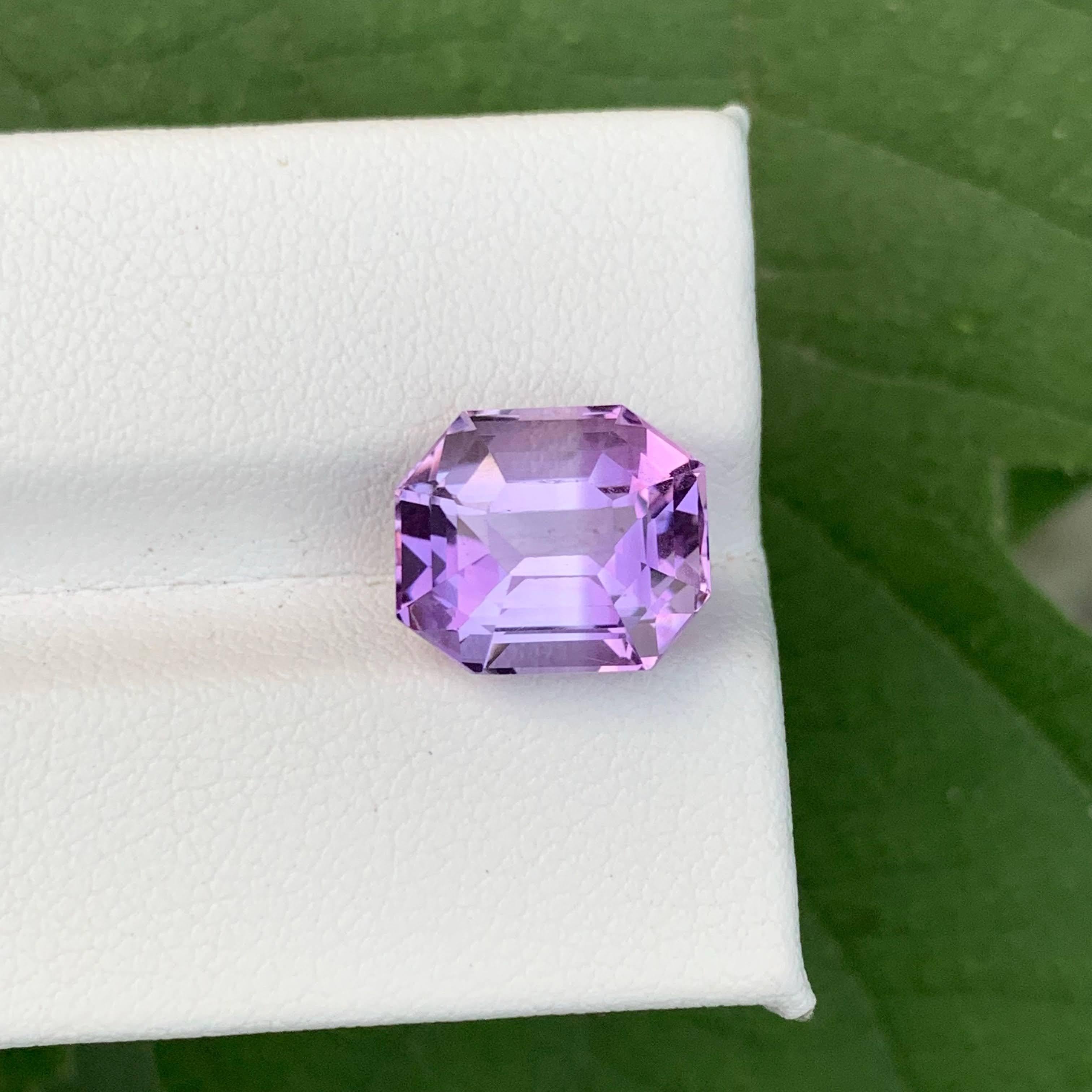 5,70 Karat Natürlicher Loser Hellvioletter Amethyst Smaragdschliff Brasilianischer Edelstein im Angebot 5