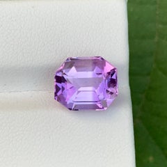 5.70 Carat Natural Loose Light Purple Amethyst Emerald Cut Brazilian Gemstone