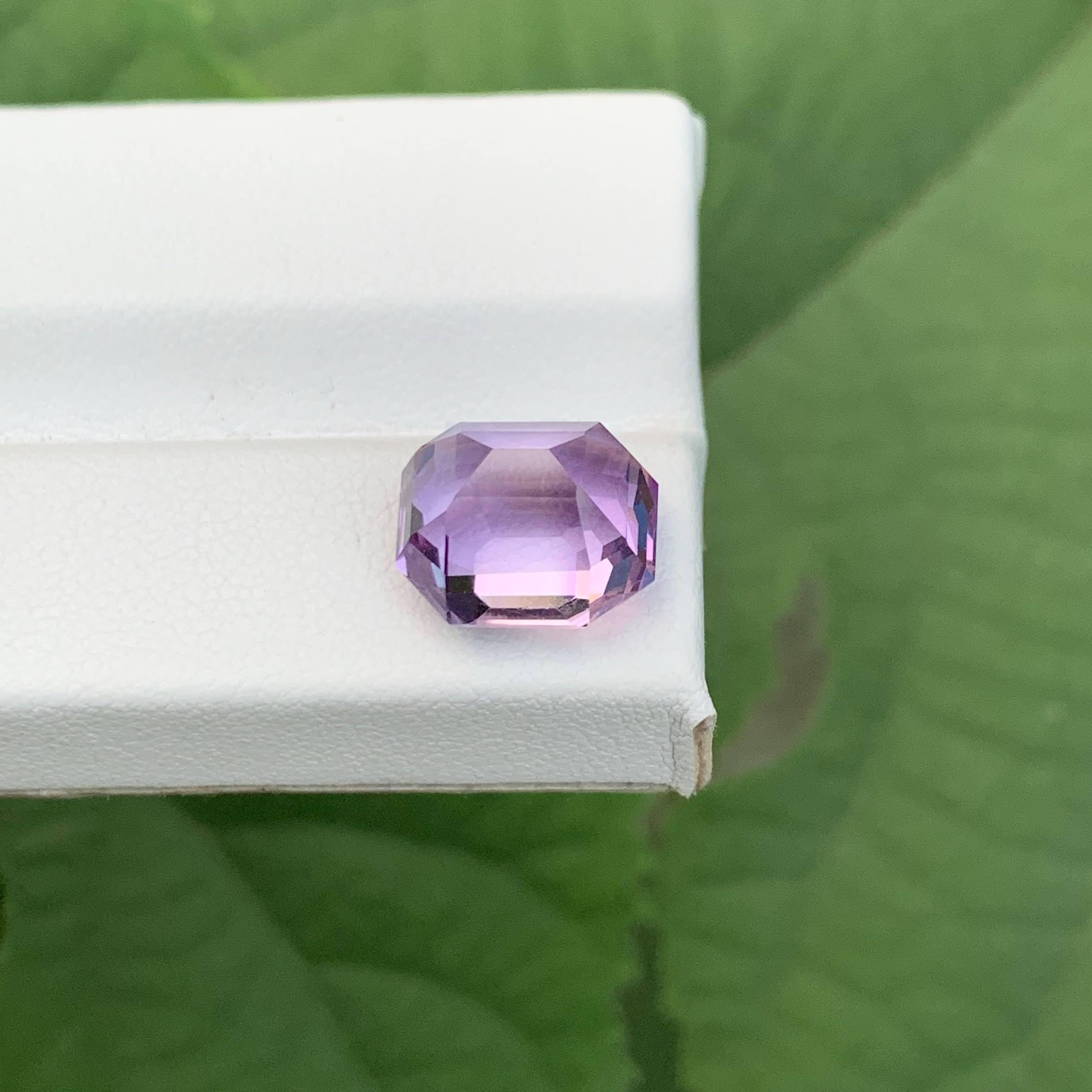 5,70 Karat Natürlicher Loser Hellvioletter Amethyst Smaragdschliff Brasilianischer Edelstein im Angebot 4