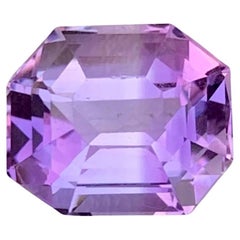 5.70 Carat Natural Loose Light Purple Amethyst Emerald Cut Brazilian Gemstone