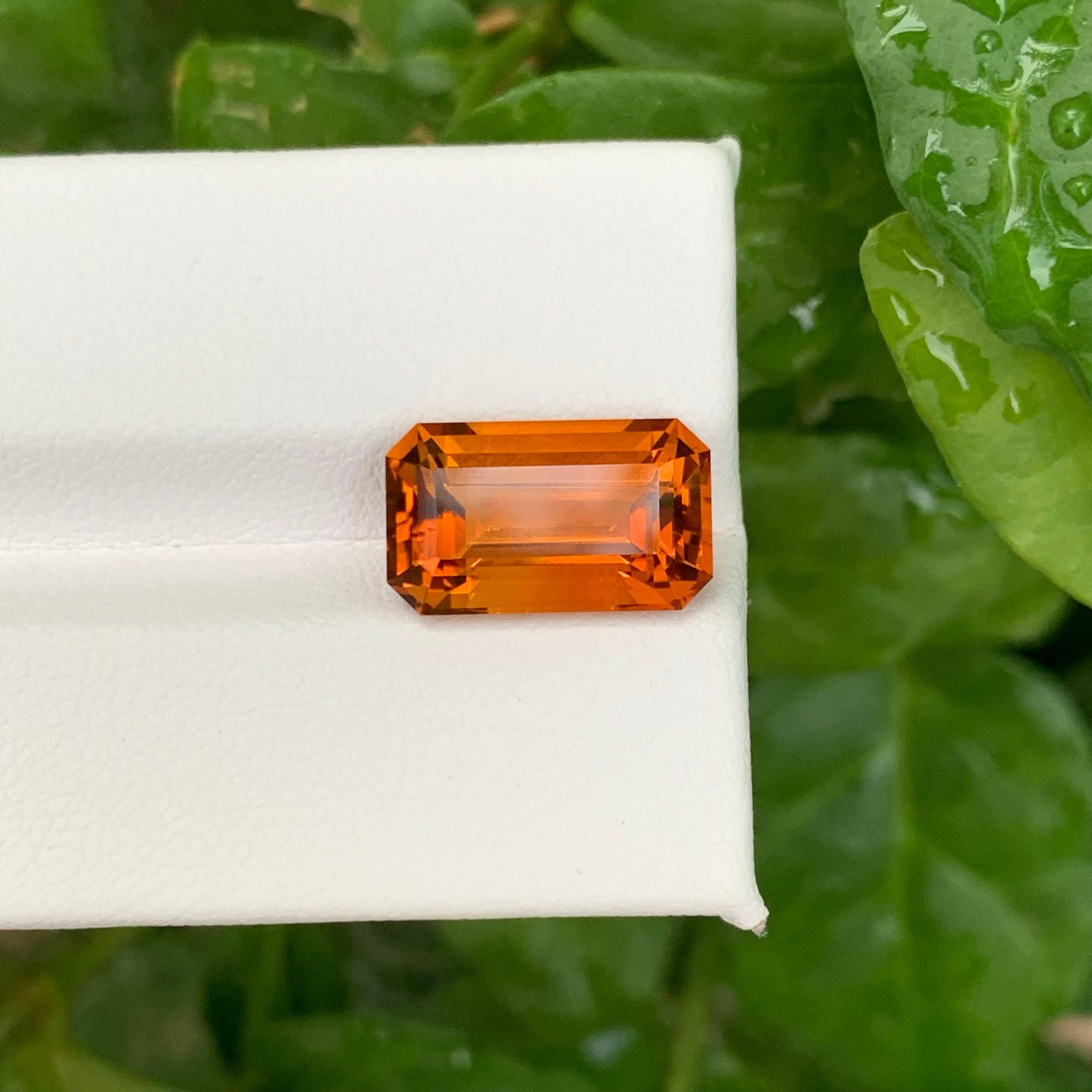 5,70 Carati Nature Sciolto Arancione Fuoco Citrino Taglio Smeraldo Gemma Brasiliana In condizioni Nuovo in vendita a Bangkok, TH