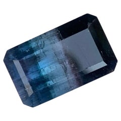 5.70 Carat Natural Loose Tri Colour Tourmaline Emerald Shape Gemstone