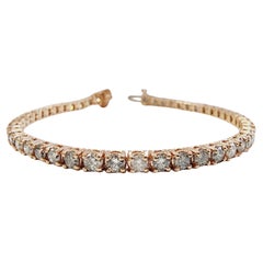 5.70 Carat Round Brilliant Natural Diamond Tennis Bracelet 14 Karat Rose Gold