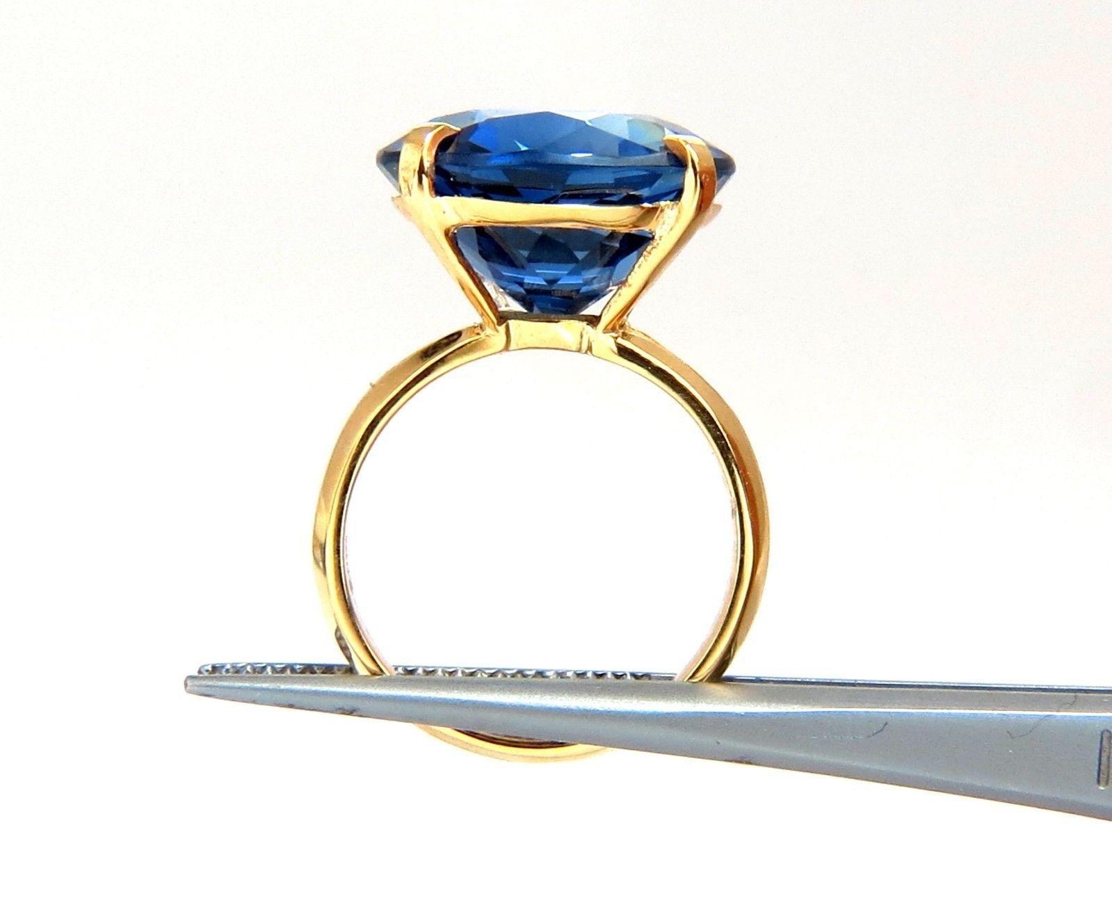 5.70ct. Synthetic  Sapphire ring.
Full cut brilliant Round cut

 Clean clarity 

Transparent and vibrant top Bright Gem Kashmir Blue Color

15mm

Lab Grown.

14kt. white gold 

6 Grams

Depth of ring: 10mm 

Band thickness: 2.7mm

Current ring size: