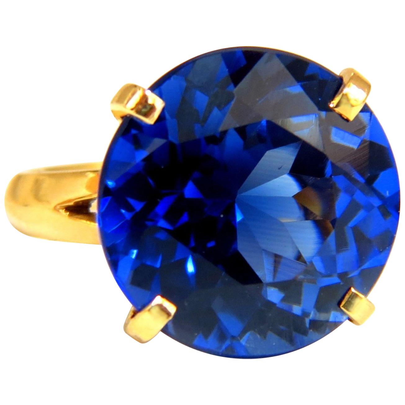 5.70 Carat Synthetic  Sapphire Diamonds Ring Kashmir Blue 