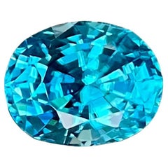 5.70 carats Electric Blue Zircon Stone Oval Cut Cambodian Gemstone