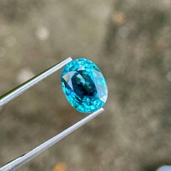 5.70 carats Loose Blue Zircon Stone Oval Cut Natural Cambodian Gemstone