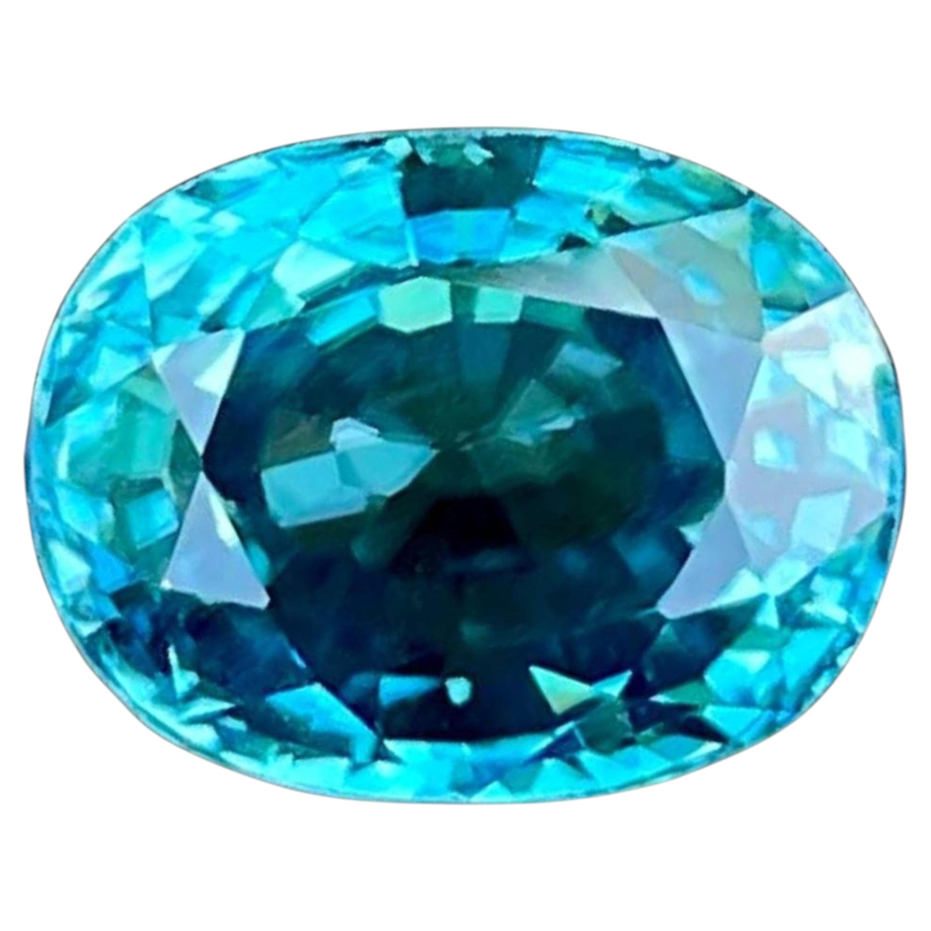 5.70 quilates Piedra suelta de circón azul Talla ovalada Piedra preciosa natural de Camboya