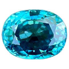 5.70 carats Loose Blue Zircon Stone Oval Cut Natural Cambodian Gemstone
