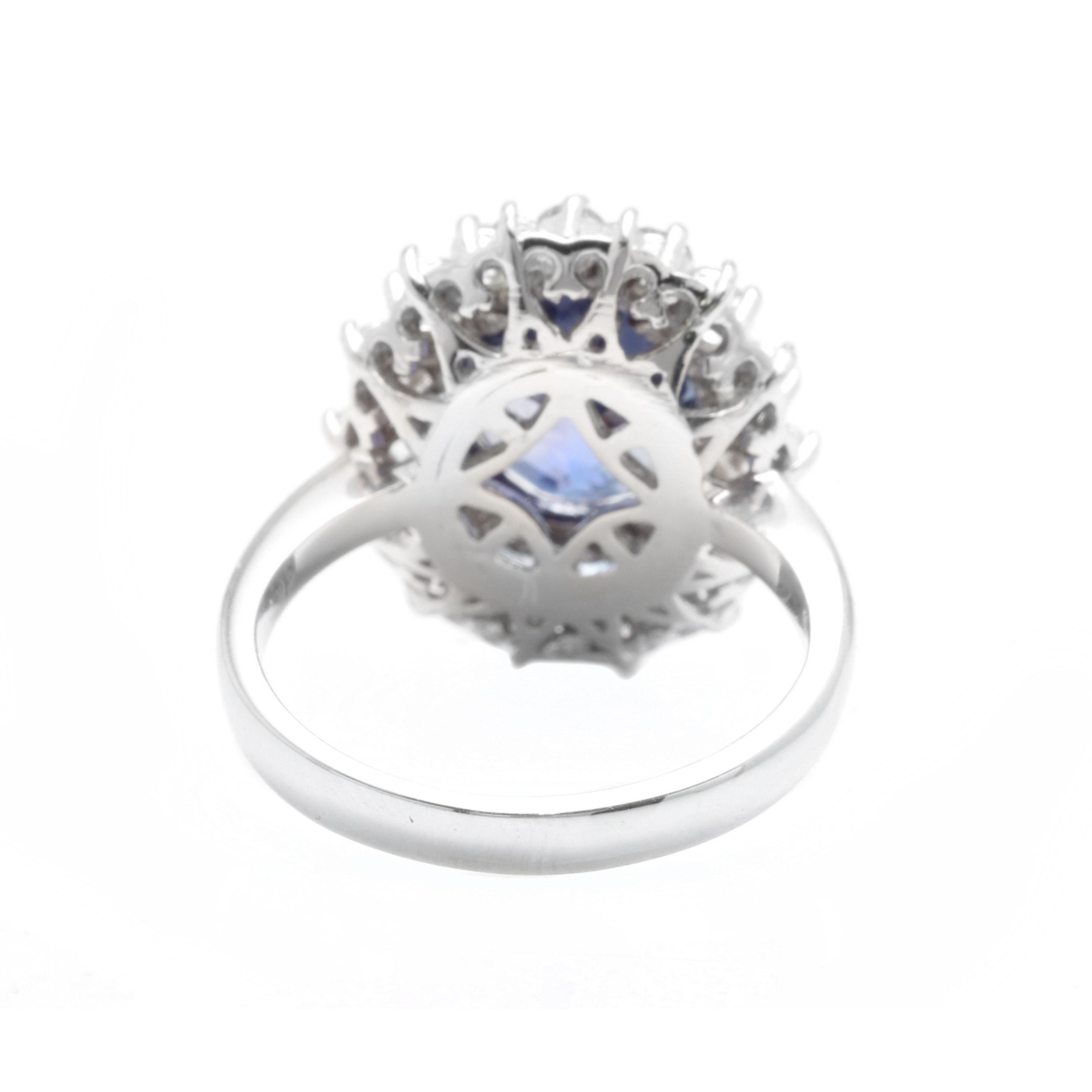 5.70 Carat Natural Tanzanite and Diamond 14 Karat Solid White Gold Ring In New Condition For Sale In Los Angeles, CA