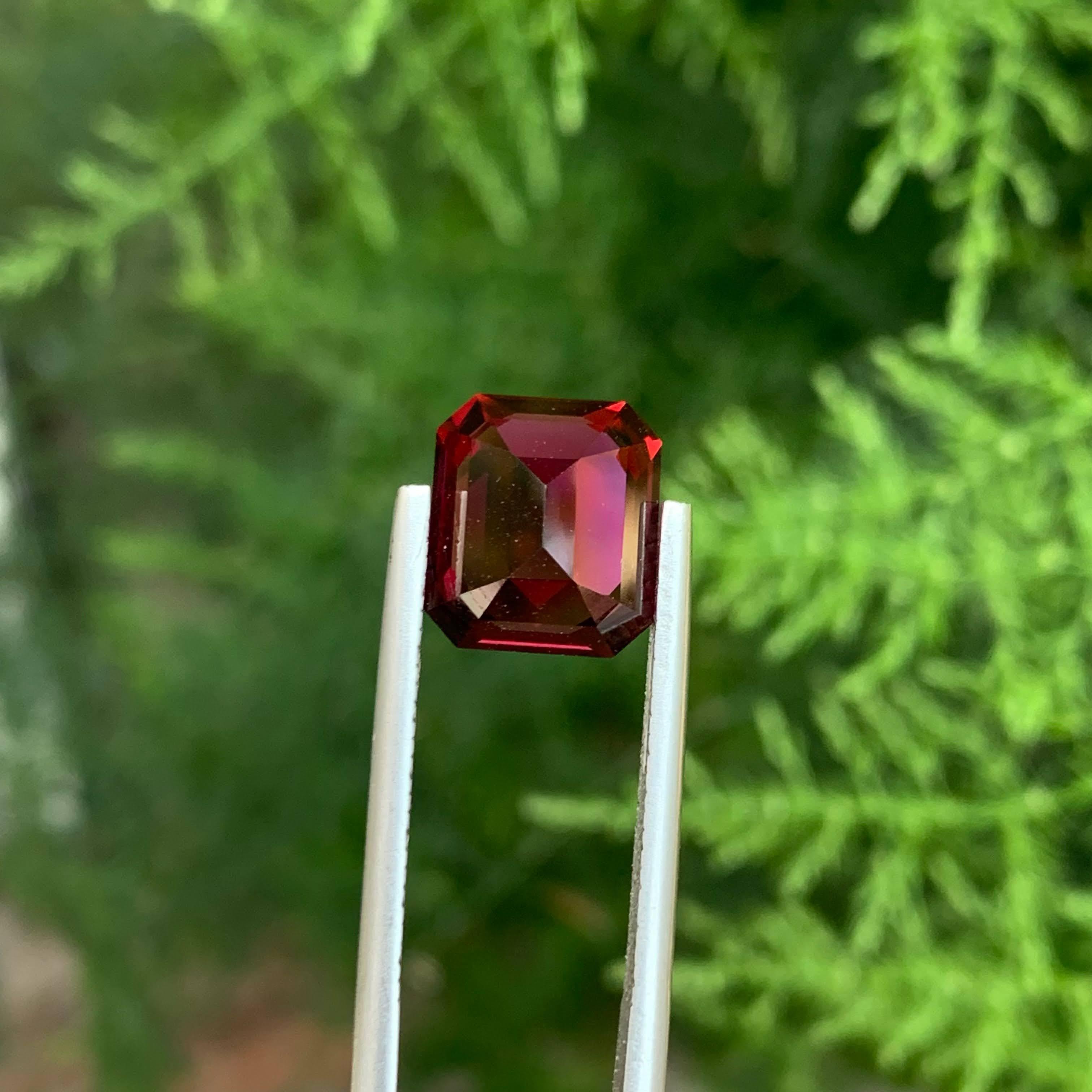 5,70 quilates Granate rosa rojizo talla esmeralda Piedra preciosa africana natural Moderno en venta