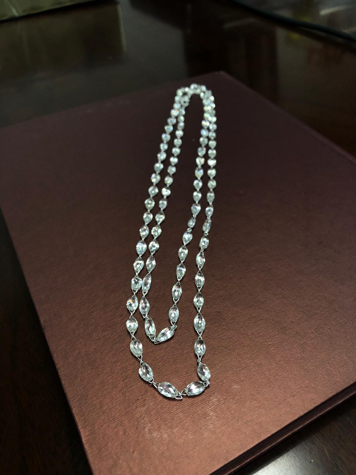 PANIM 57.08 Carat Briolette Diamond Link Necklace in 18Karat White Gold For Sale 4