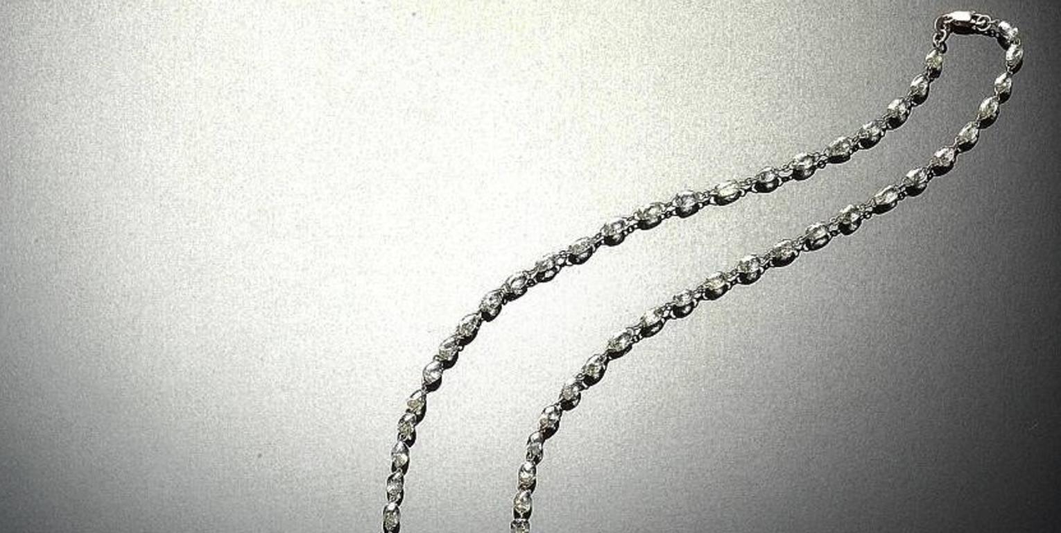 PANIM 57.08 Carat Briolette Diamond Link Necklace in 18Karat White Gold For Sale 3