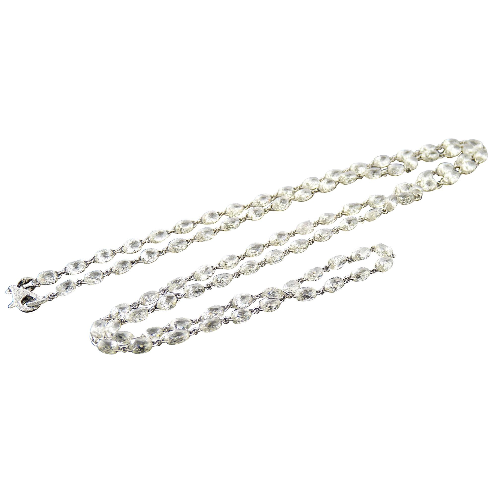 PANIM 57.08 Carat Briolette Diamond Link Necklace in 18Karat White Gold