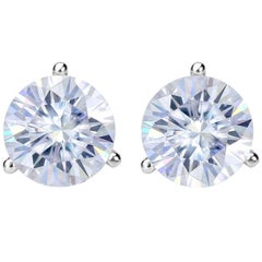 5.70ct GIA Natural Round Diamond 3 Prong Martini Gold Stud Earrings Si1/VS2