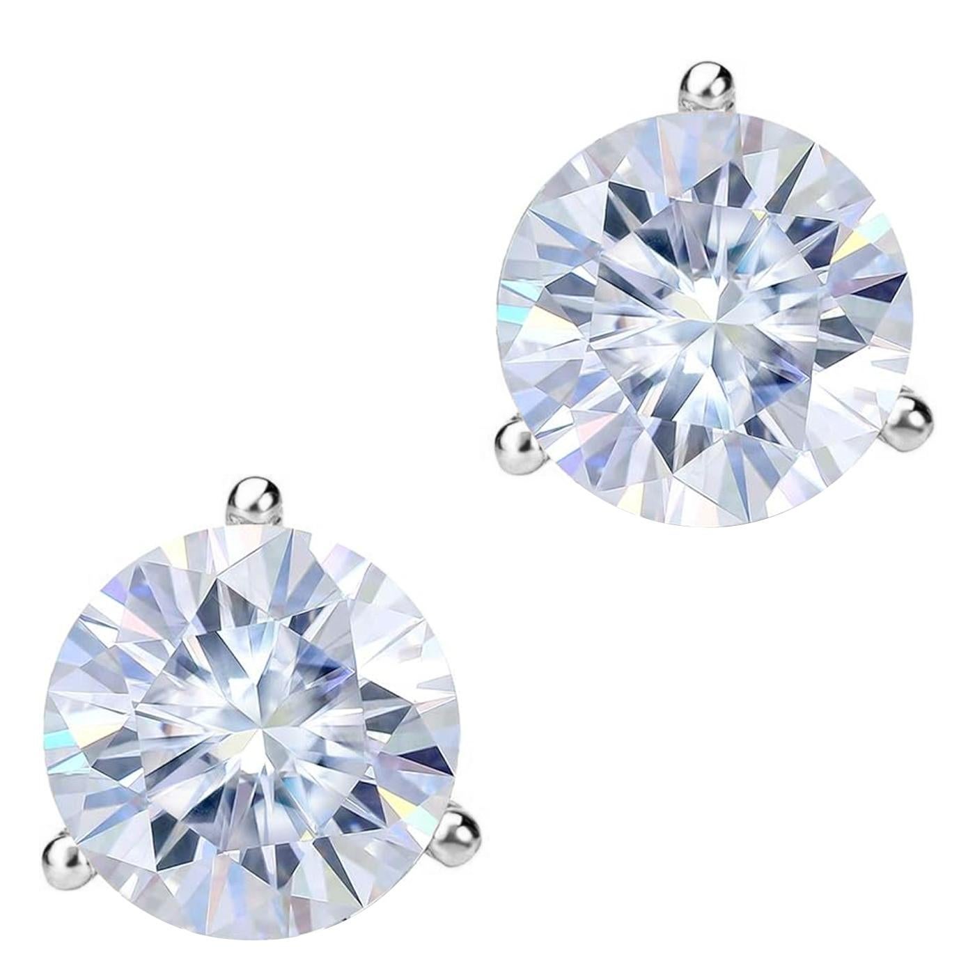 Modernista 5.70ct GIA Natural Round Diamond 3 Prong Martini Gold Stud Earrings Si1/VS2 in vendita