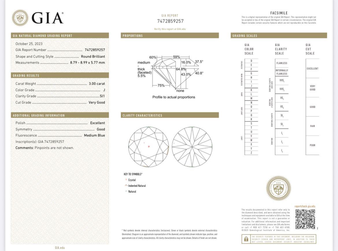 5.70ct GIA Natural Round Diamond 3 Prong Martini Gold Stud Earrings Si1/VS2 in vendita 1