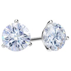 5.70ct GIA Natural Round Diamond 3 Prong Martini Gold Stud Earrings Si1/VS2