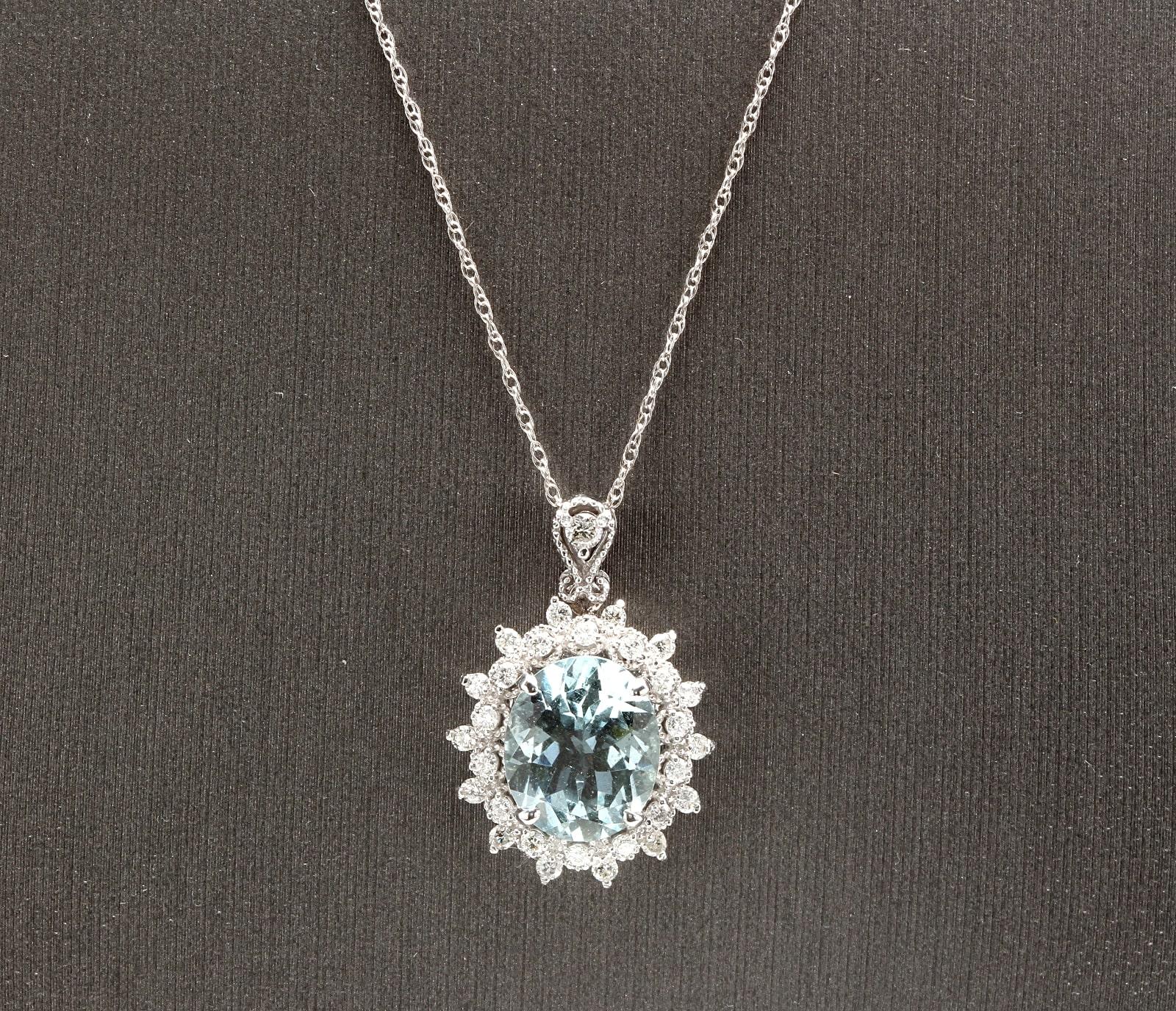 aquamarine necklace white gold