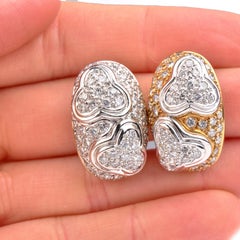 5.70cts Diamond Platinum 18k Gold Clip-On Hoop Earrings