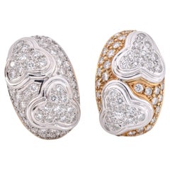  5.70cts Diamond Platinum 18k Gold Clip-On Hoop Earrings
