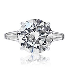 5.70ctt Round Cut Diamond Engagement Ring GIA I Color SI1 Clarity Triple Ex