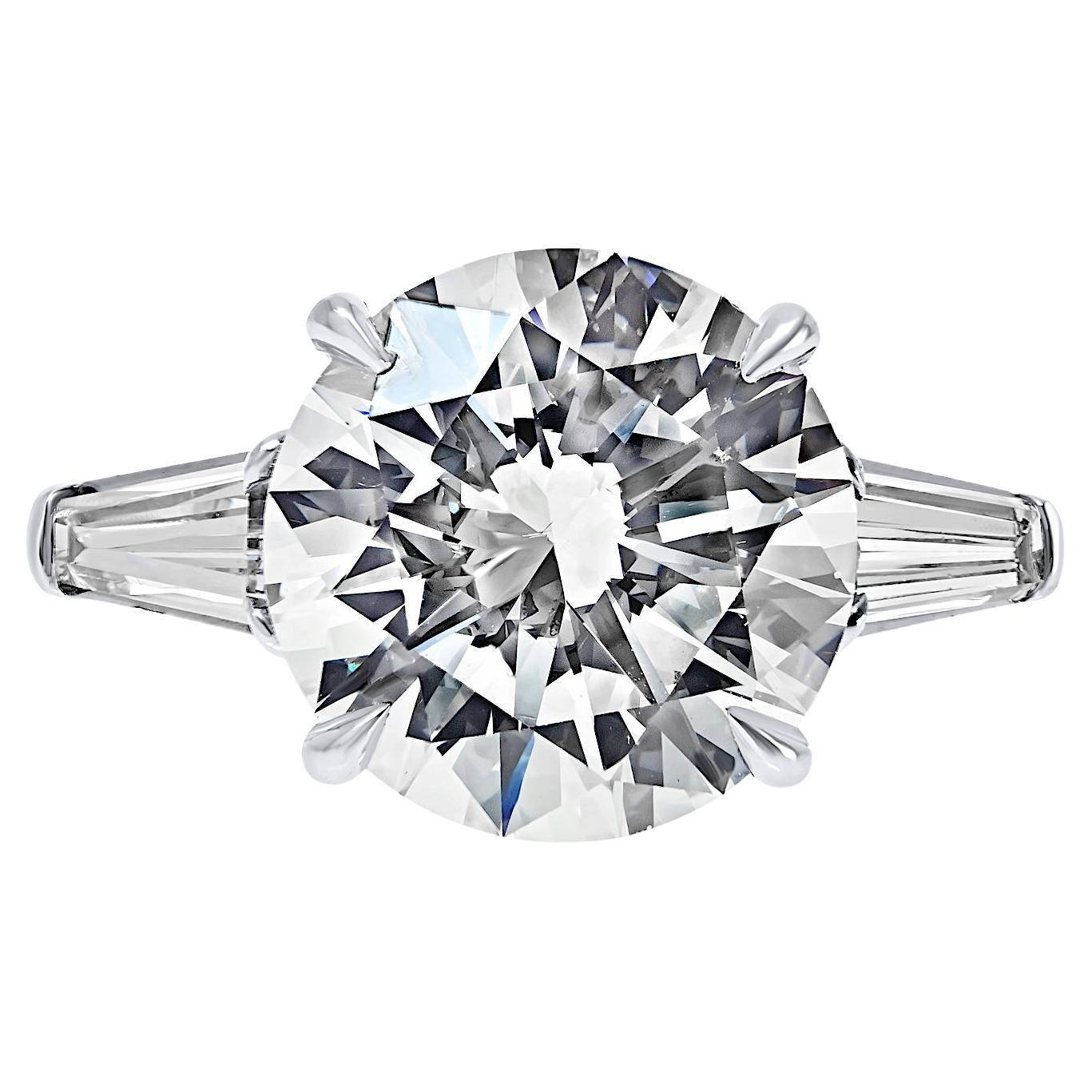 5.70ctt Round Cut Diamond Engagement Ring GIA I Color SI1 Clarity Triple Ex en vente