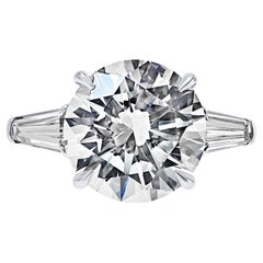 5.70ctt Round Cut Diamond Engagement Ring GIA I Color SI1 Clarity Triple Ex