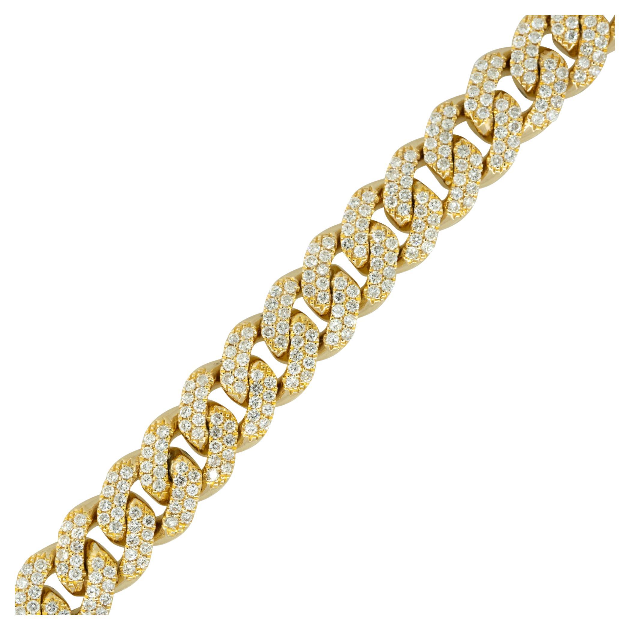 5.71 Carat Pave Diamond Cuban Link Bracelet 14 Karat in Stock