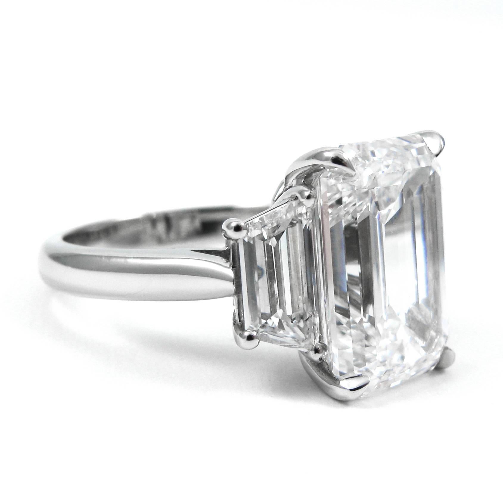 5.71 Ct GIA E Internally Flawless Emerald Cut Diamond Platinum J Birnbach Ring In New Condition In New York, NY