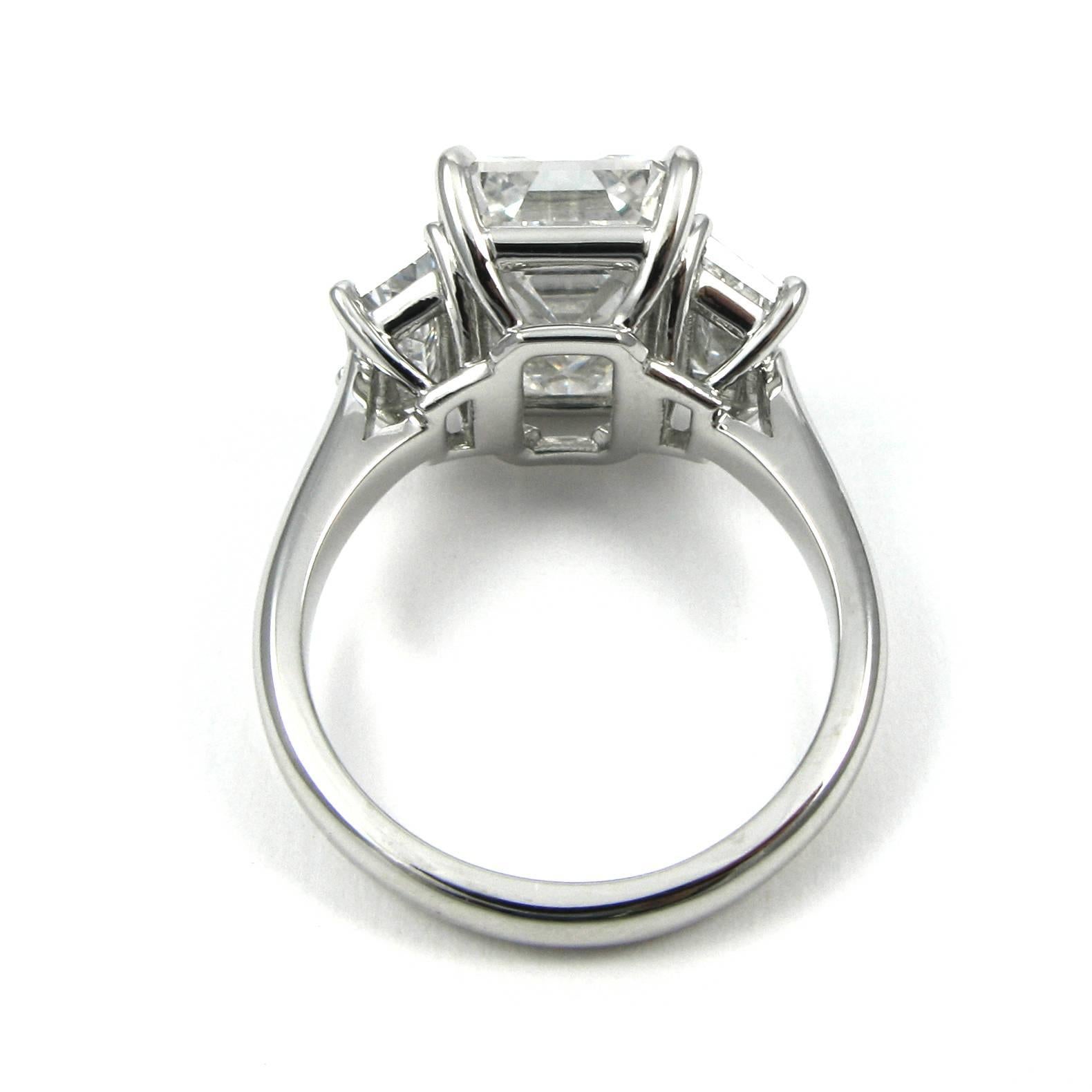 5.71 Ct GIA E Internally Flawless Emerald Cut Diamond Platinum J Birnbach Ring 1