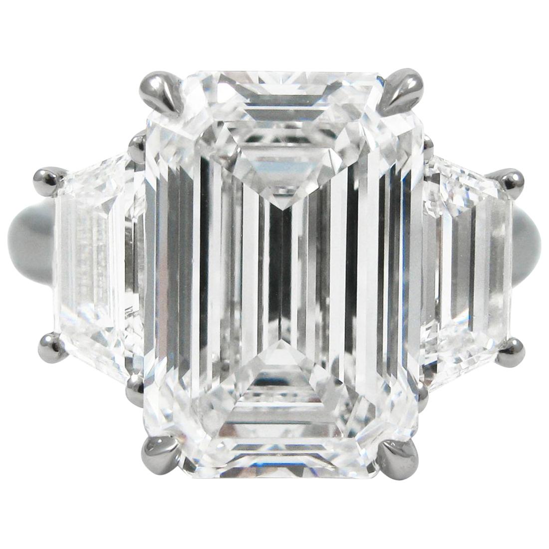 5.71 Ct GIA E Internally Flawless Emerald Cut Diamond Platinum J Birnbach Ring