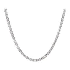 5.71ct Baguette and Round Cut Diamond Tennis Necklace in 18k White Gold