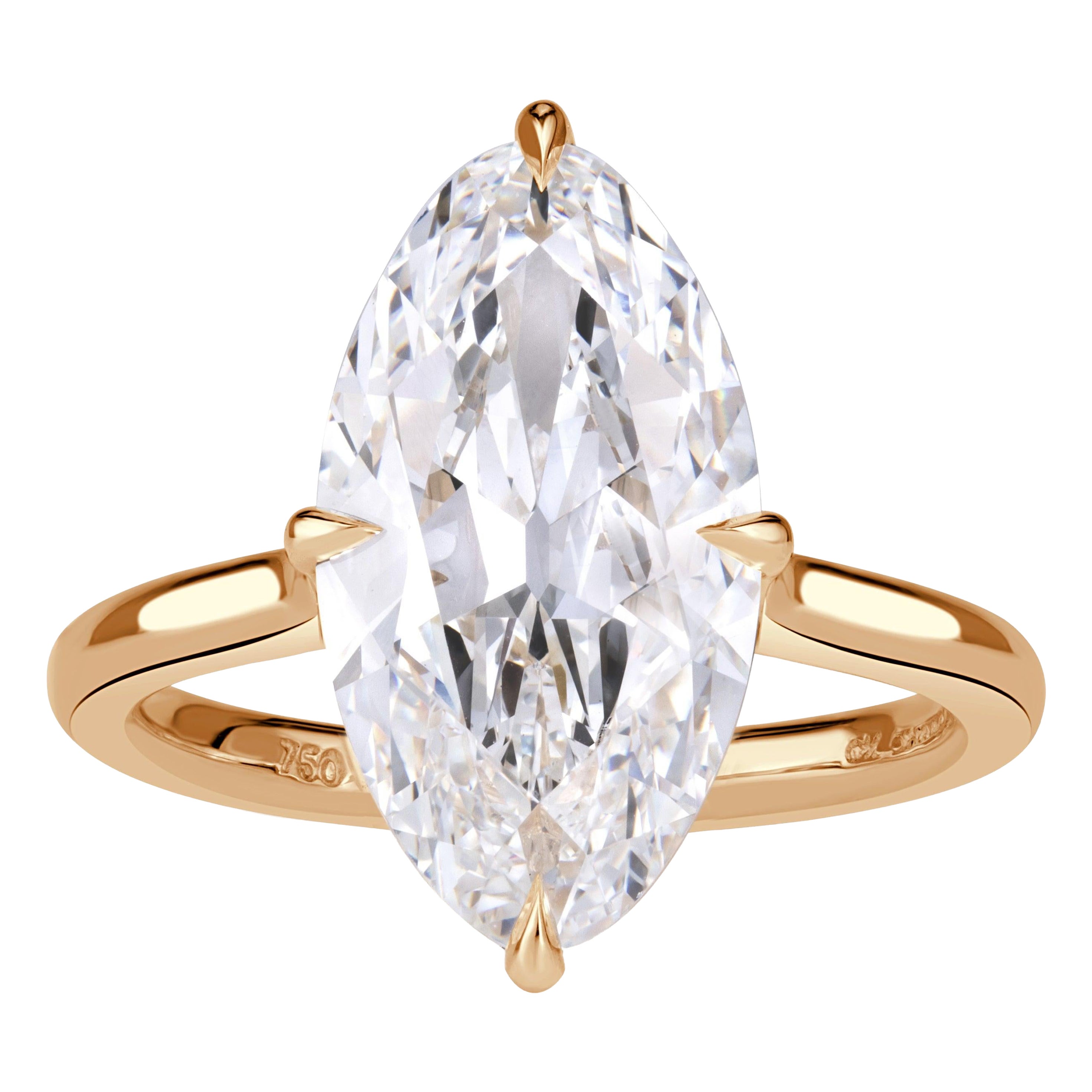 Bague de fiançailles avec un diamant de laboratoire de 5,71ct de taille Moval