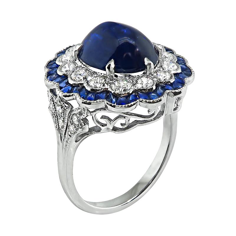 Art Deco 5.71ct Sapphire 1.20ct Diamond Ring For Sale