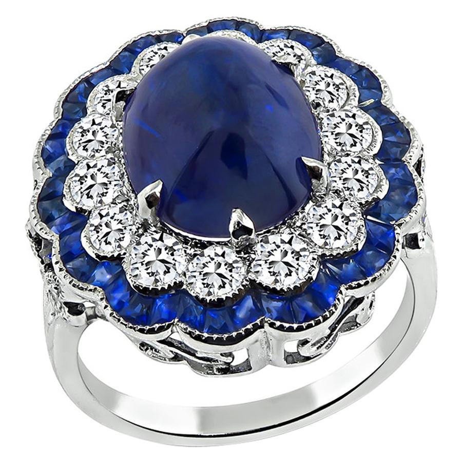 5.71ct Sapphire 1.20ct Diamond Ring For Sale